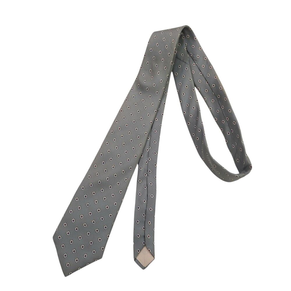 Christian Dior Tie Mens Gray Silk Geometric Narrow Luxury Designer Made in Italy